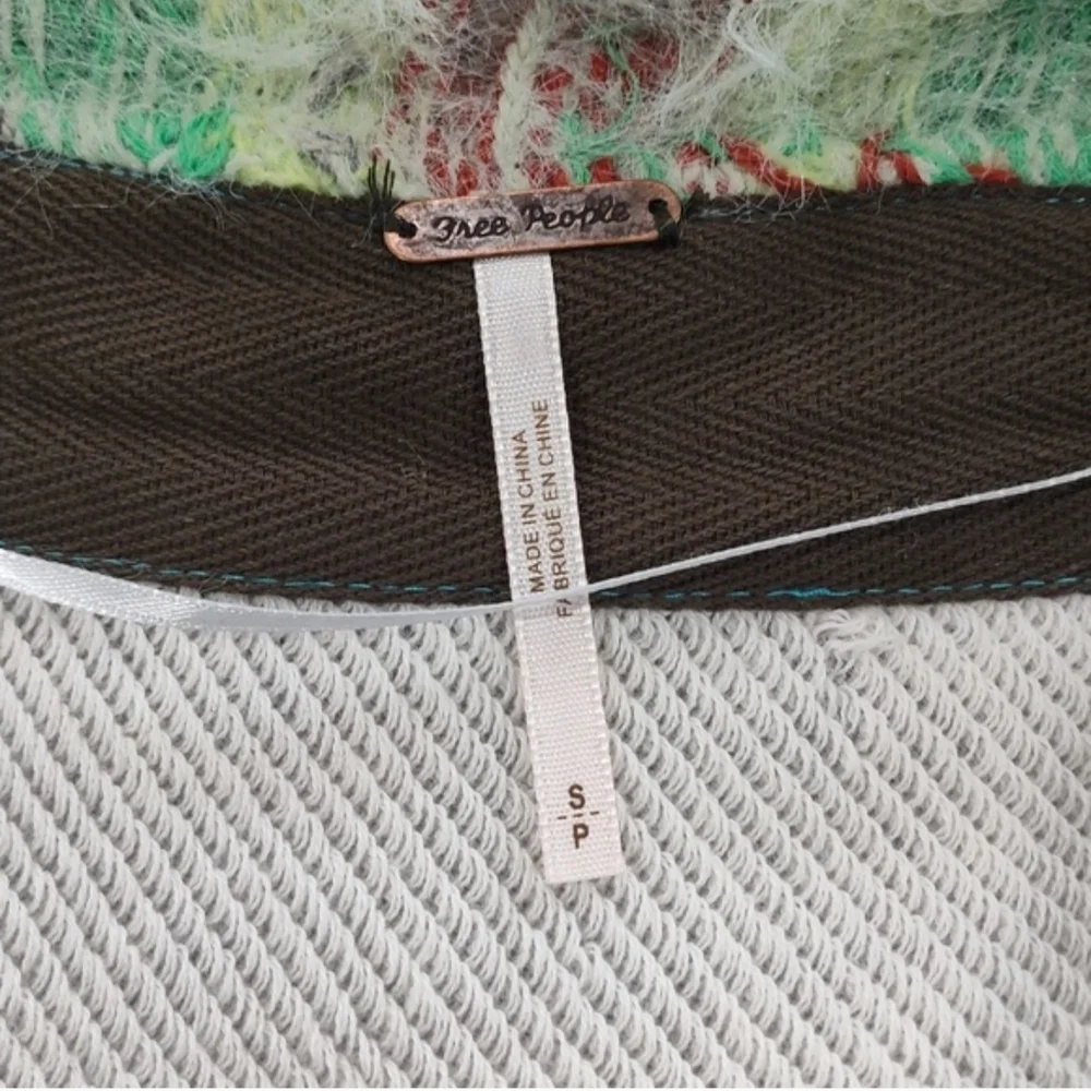 Free People Fair Weather Feather Cardigan Mint Haze S  Boho Shaggy Knit Pockets - Picture 8 of 16